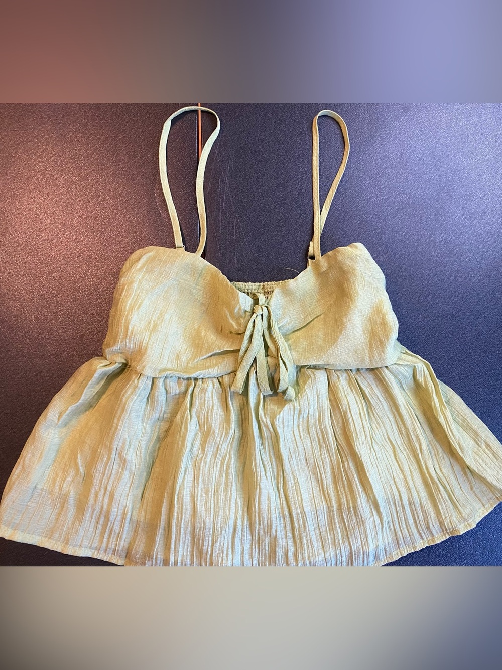 Light Green Tie-Front Spaghetti Strap Top - Women
